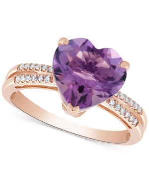 Macy's Amethyst (3-1/5 Ct. T.w.) & Diamond Accent Ring In 14k Rose Gold In Purple