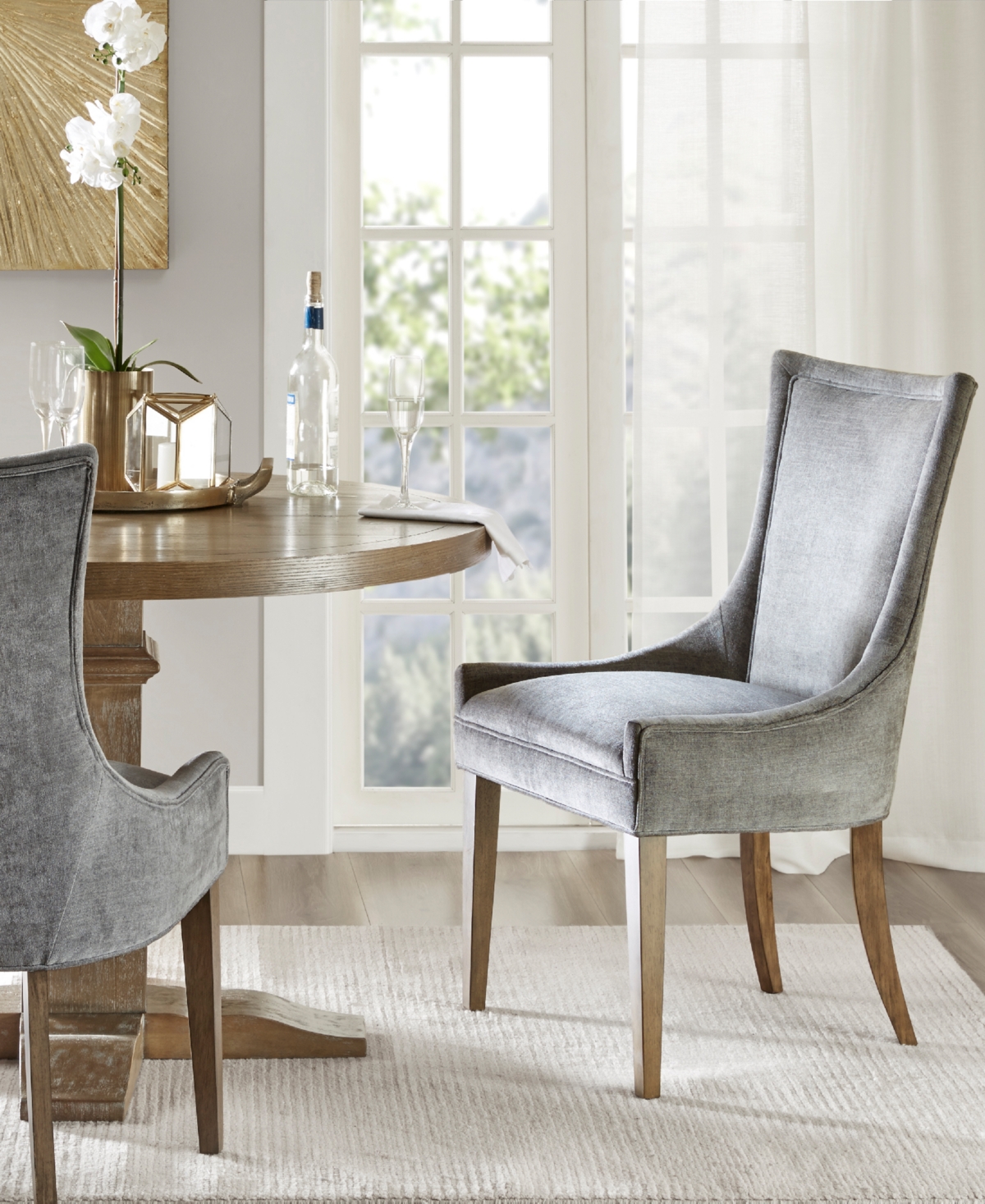 Madison Park Signature Ultra Traditional Fabric Upholstered Swoop Back Dining Side Chair, Set of 2