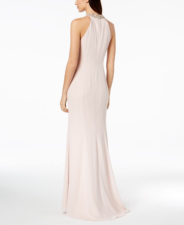 Calvin Klein Draped Chiffon Halter Gown Macy s