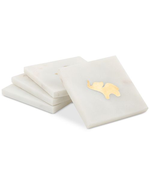 Marble Coasters with Metal Elephant Inlay