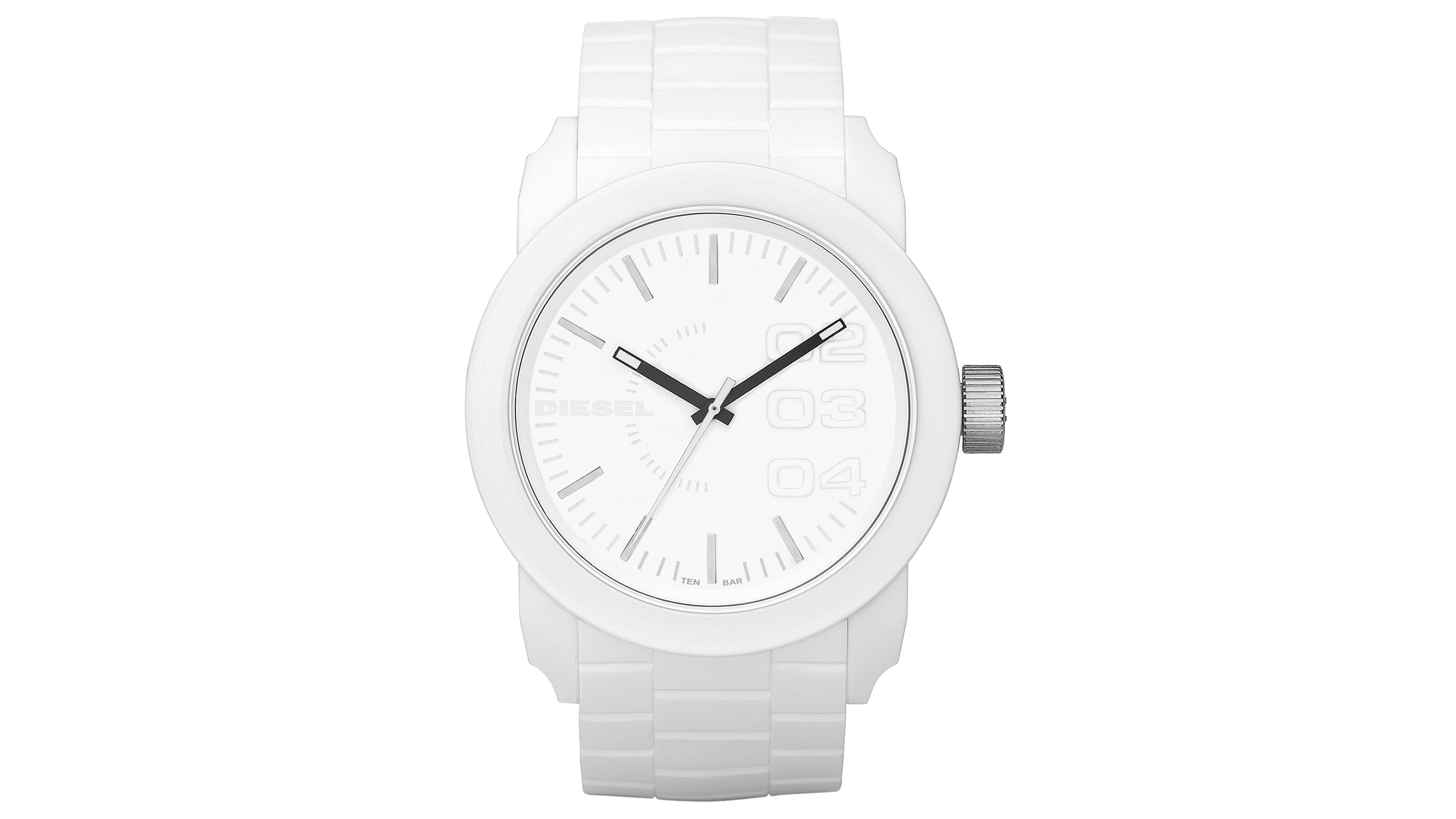 Diesel Men's White Silicone Strap Watch 44mm DZ1436
