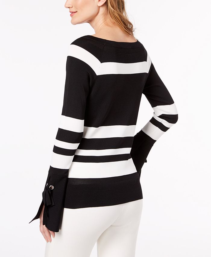 INC Women's Bell Sleeve Striped Sweater - Soft Crewneck Pullover For Everyday Wear - View #7