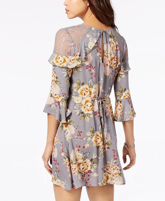 American Rag Junior's Floral Faux Wrap Dress Black Size Large main image 1