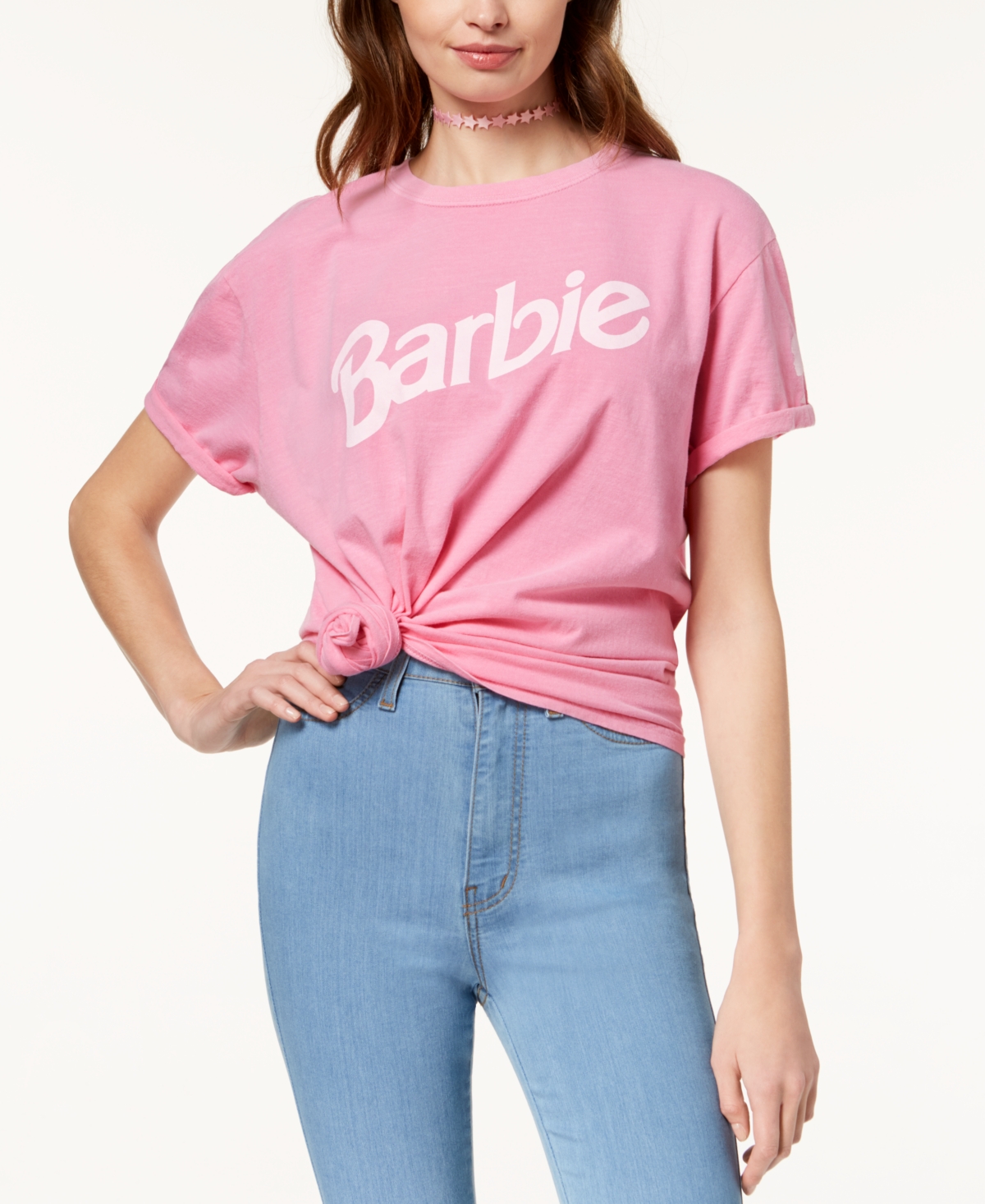 Barbie X Love Tribe Juniors' Logo Graphic T-Shirt - Neon Pink