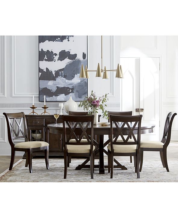 Furniture Baker Street Round Expandable Dining Furniture Collection, Created for Macy&#39;s ...