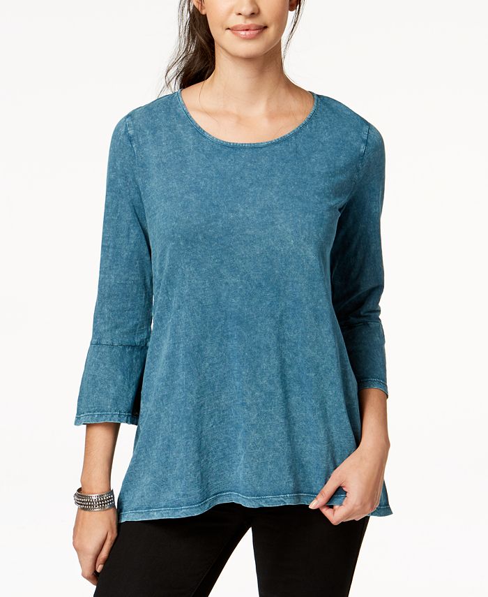 Style & Co Petite Cotton Bell-Sleeve Top, Created for Macy's - Macy's