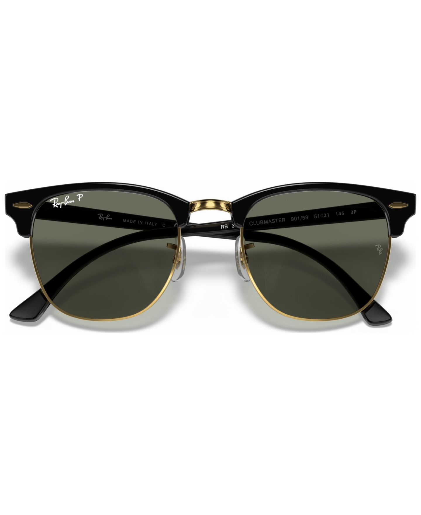 Мужские солнцезащитные очки Ray-Ban Polarized Club Master Sunglasses, RB3016, цвет: Зелёный / Чёрный — фото 6