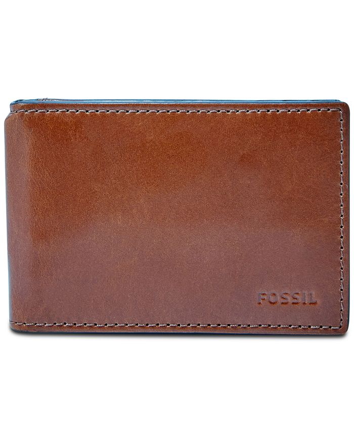 Fossil Men's Hugh Leather Money Clip Bifold Wallet Macy's