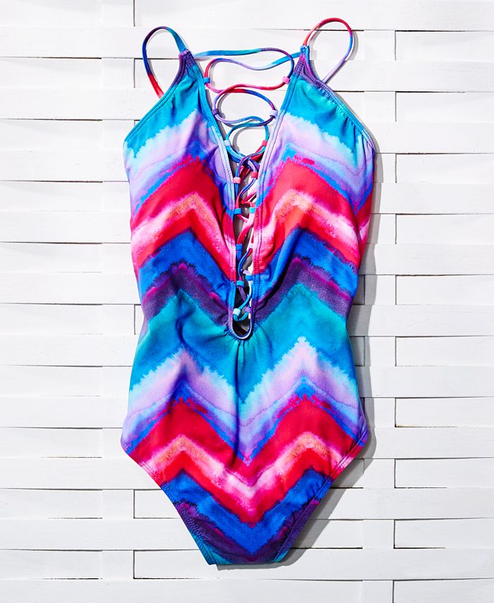 La Blanca Hidden Gem TummyControl LaceUp OnePiece Swimsuit Macy's