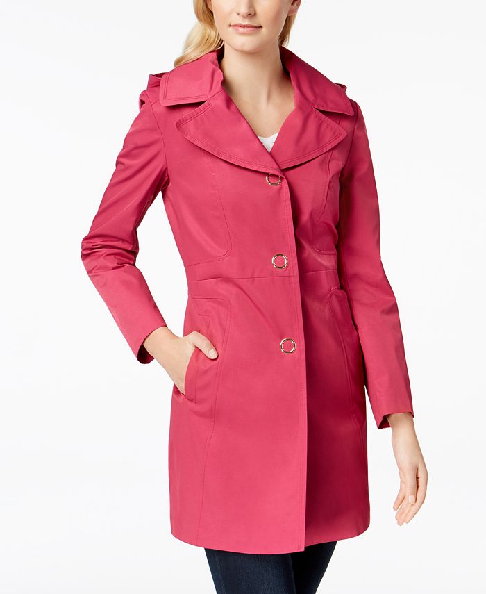 Anne Klein Hooded Lightweight Trench Coat - Macy's