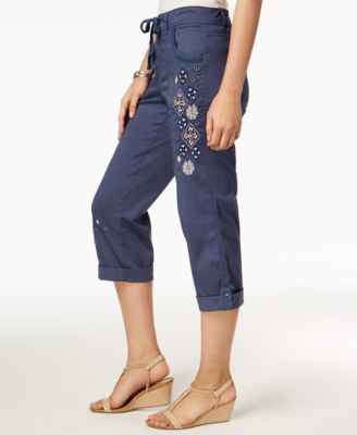 Style & Co Embroidered Capri Pants, Created for Macy's