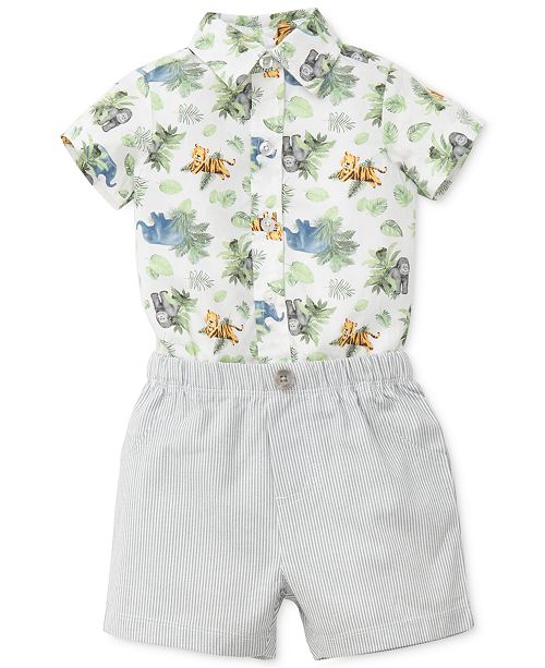 Little Me 2Pc. Printed Cotton Bodysuit & Shorts Set, Baby Boys