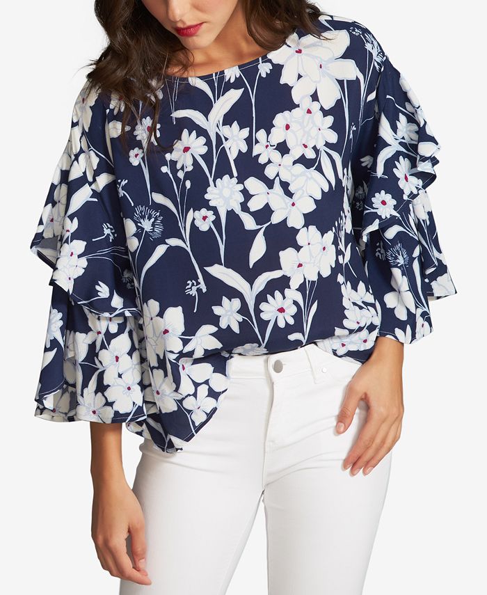 1.STATE Printed Tiered-Sleeve Top & Reviews - Tops - Women - Macy's