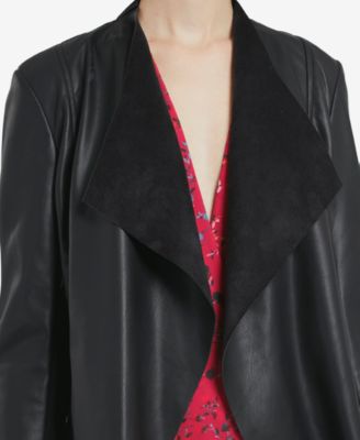 French Connection Faux-Leather Waterfall Jacket