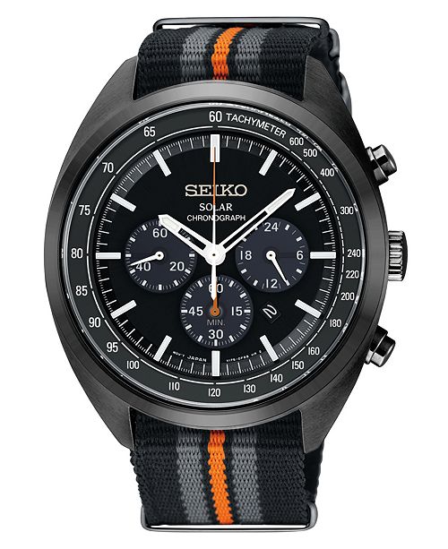 Seiko Men's Solar Chronograph Recraft Series Black, Gray ...