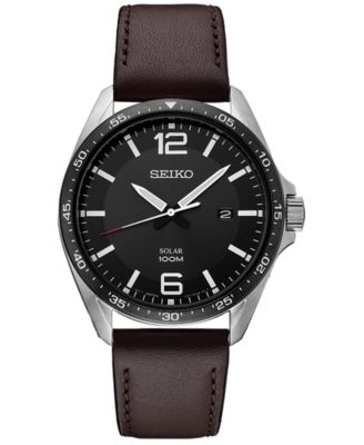 seiko mens watch with leather strap