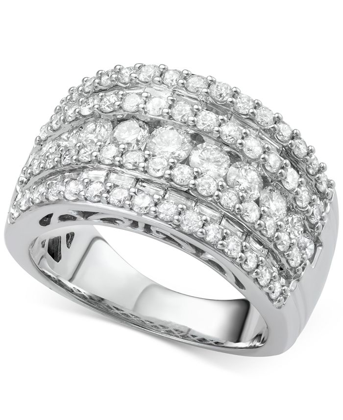Macy's Five-Row Diamond Band (3 ct. t.w.) in 14k White, Yellow or Rose ...