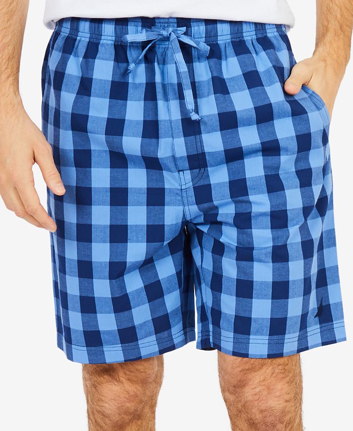 Nautica Mens pull on black/blue plaid pajama pants w/ drawstring