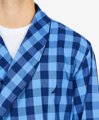 Men's Buffalo Plaid Shawl-Collar Cotton Robe