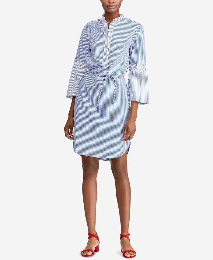 Lauren Ralph Lauren Petite Bengal-Striped Cotton Dress - Macy's