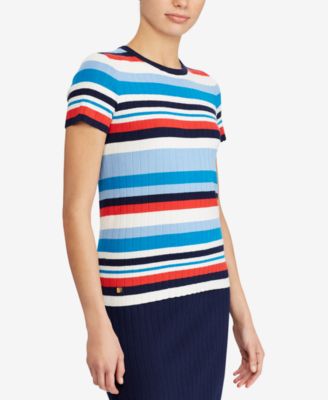 ralph lauren striped short sleeve sweater