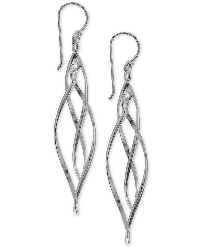 Giani Bernini - Pointed Twist Drop Earrings in Sterling Silver