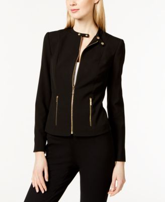 calvin klein band collar moto jacket