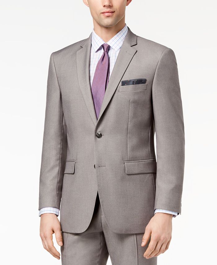 Perry Ellis Men's Slim-Fit Stretch Silver Solid Suit - Macy's