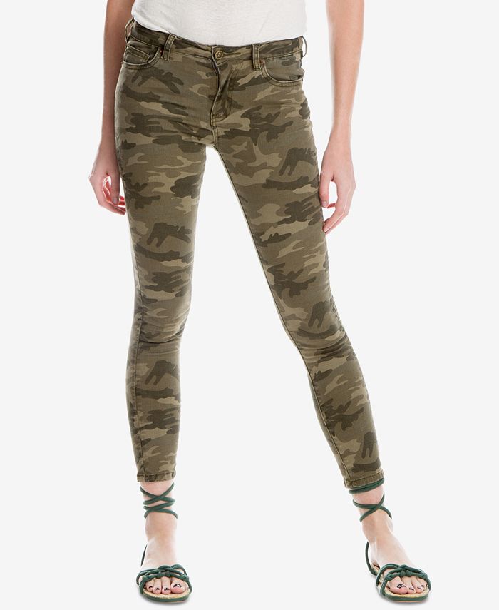 Max Studio London Camouflage Frayed-Hem Skinny Jeans, Created for Macy ...