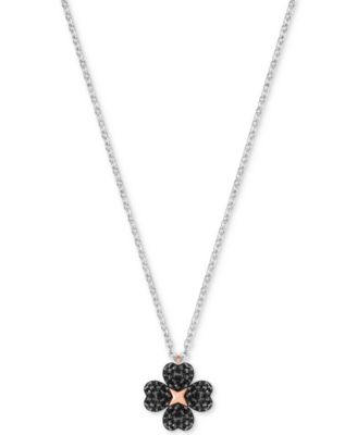 Swarovski - Two-Tone Pav&eacute; Heart Flower 14-3/4" Reversible Pendant Necklace