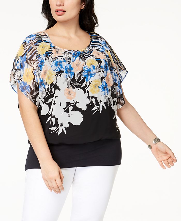 JM Collection Plus Size 3/4-Sleeve Swing Top, Created for Macy's - Macy's