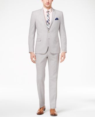 Nick Graham - Men's Slim-Fit Stretch Light Gray Solid Suit