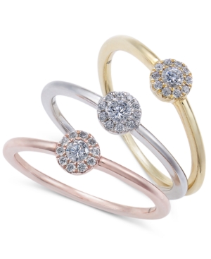 image of 3-Pc. Diamond Tricolor Stack Ring Set (1/3 ct. t.w.) in 14k Gold, White Gold & Rose Gold