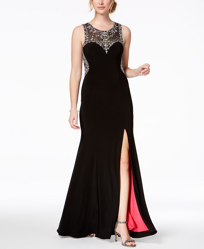Betsy & Adam Embellished Contrast-Lined Gown & Reviews - Dresses ...