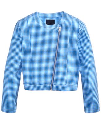 Tommy Hilfiger - Cropped Gingham Moto Jacket, Big Girls