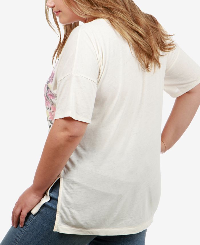 Lucky Brand Trendy Plus Size Floral-Print T-Shirt - Macy's