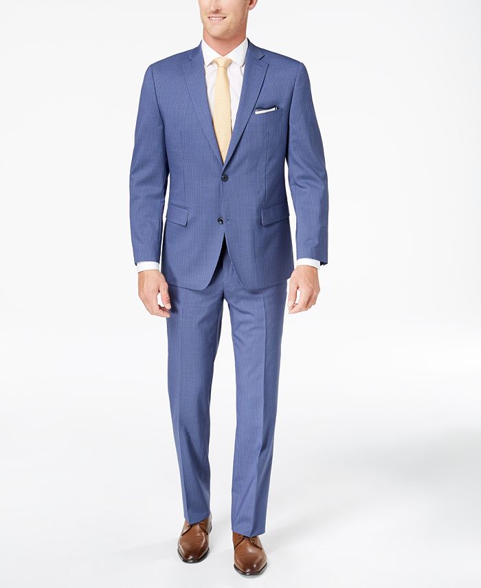 Michael Kors CLOSEOUT! Men's Classic-Fit Light Blue Pinstripe Suit