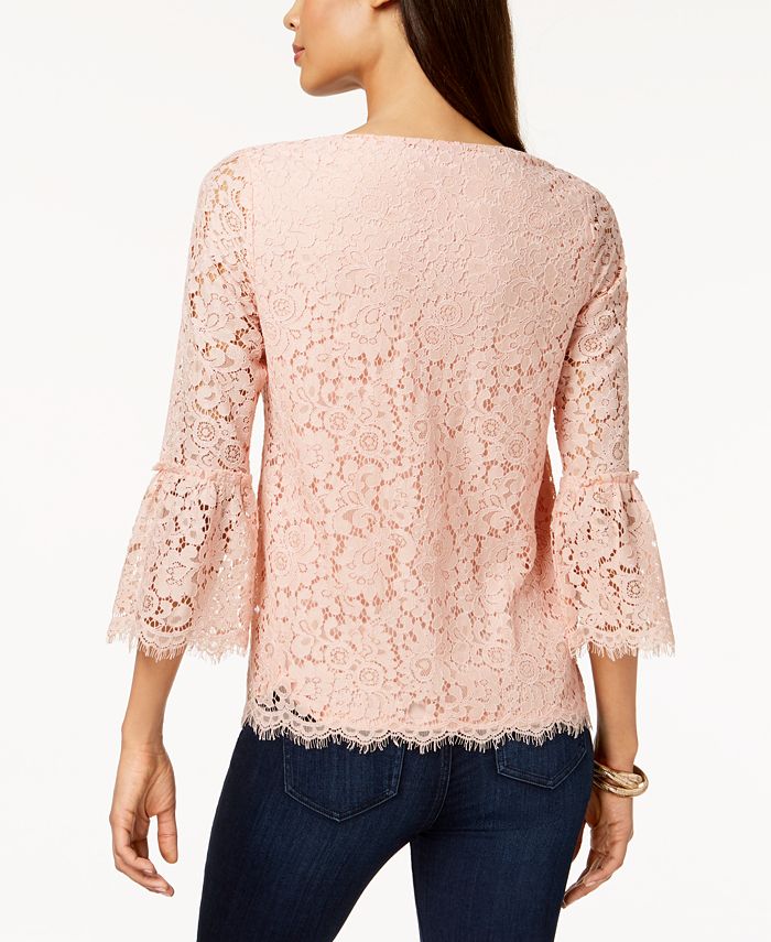 JM Collection Lace Embellished Keyhole Top, Created for Macy's - Macy's