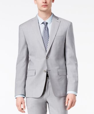 DKNY - Men's Modern-Fit Stretch Gray Sharkskin Suit Jacket