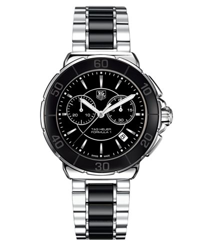 TAG Heuer Women's Chronograph Black Ceramic and Stainless Steel Bracelet Watch 41mm CAH1210.BA0862