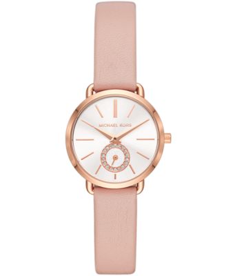 Michael Kors - Women's Petite Portia Blush Leather Strap Watch 28mm
