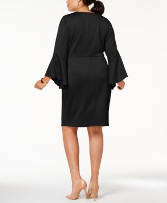 Love Squared - Trendy Plus Size Bell-Sleeve Sheath Dress