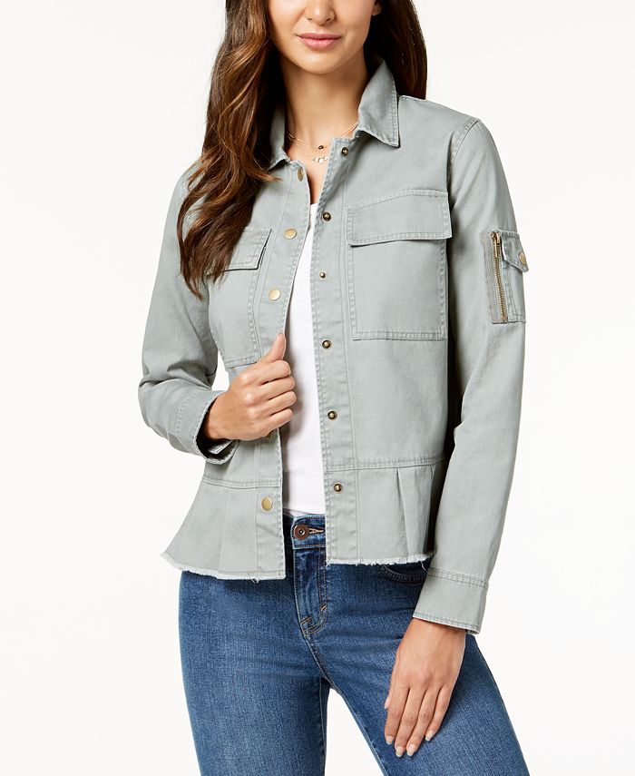Style & Co Cotton Peplum Utility Jacket, Created for Macy's - Macy's