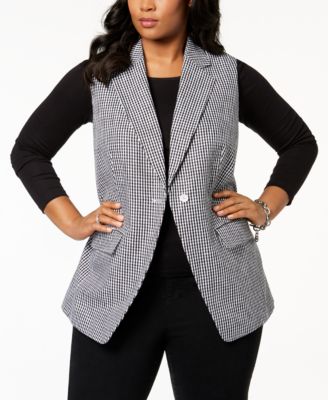 Michael Kors - Plus Size Gingham-Print Vest
