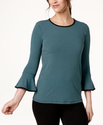Michael Kors - Petite Printed Bell-Sleeve Top