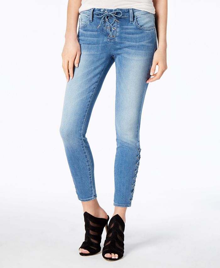 GUESS Lace-Up Ankle Skinny Jeans - Macy's