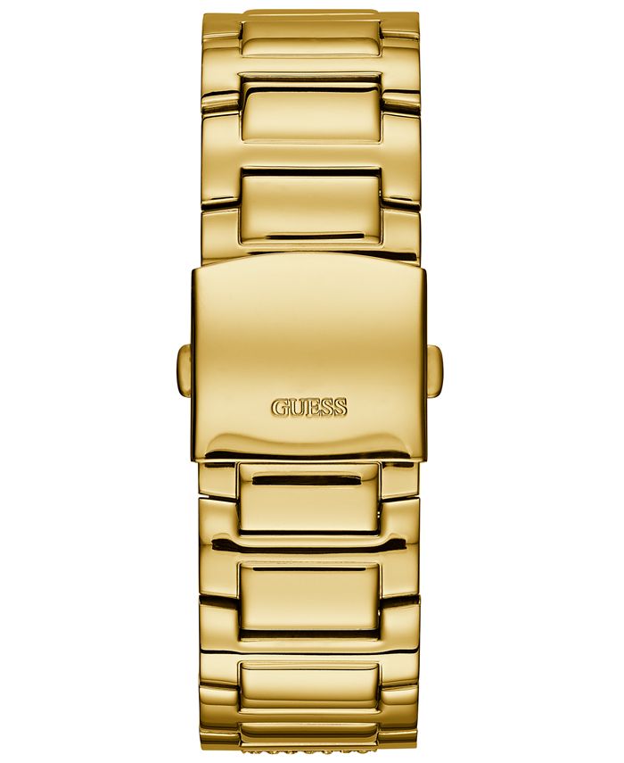 GUESS Men's Crystal Gold-Tone Stainless Steel Bracelet Watch 46mm - Macy's