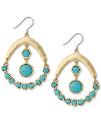 Lucky Brand Gold-Tone Blue Stone Chandelier Earrings Macy's