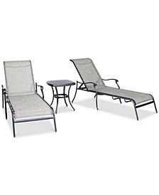 Vintage II Outdoor Cast Aluminum 3-Pc. Chaise Set (2 Sling Chaise Lounges & 1 End Table), Created for Macy's