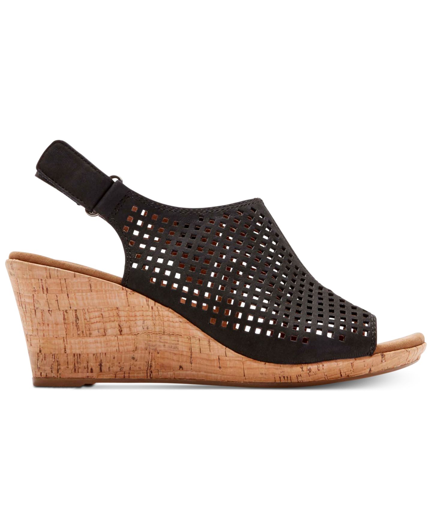 Женские сандалии Rockport Briah Perforated Leather Wedge, цвет: Чёрный — фото 2